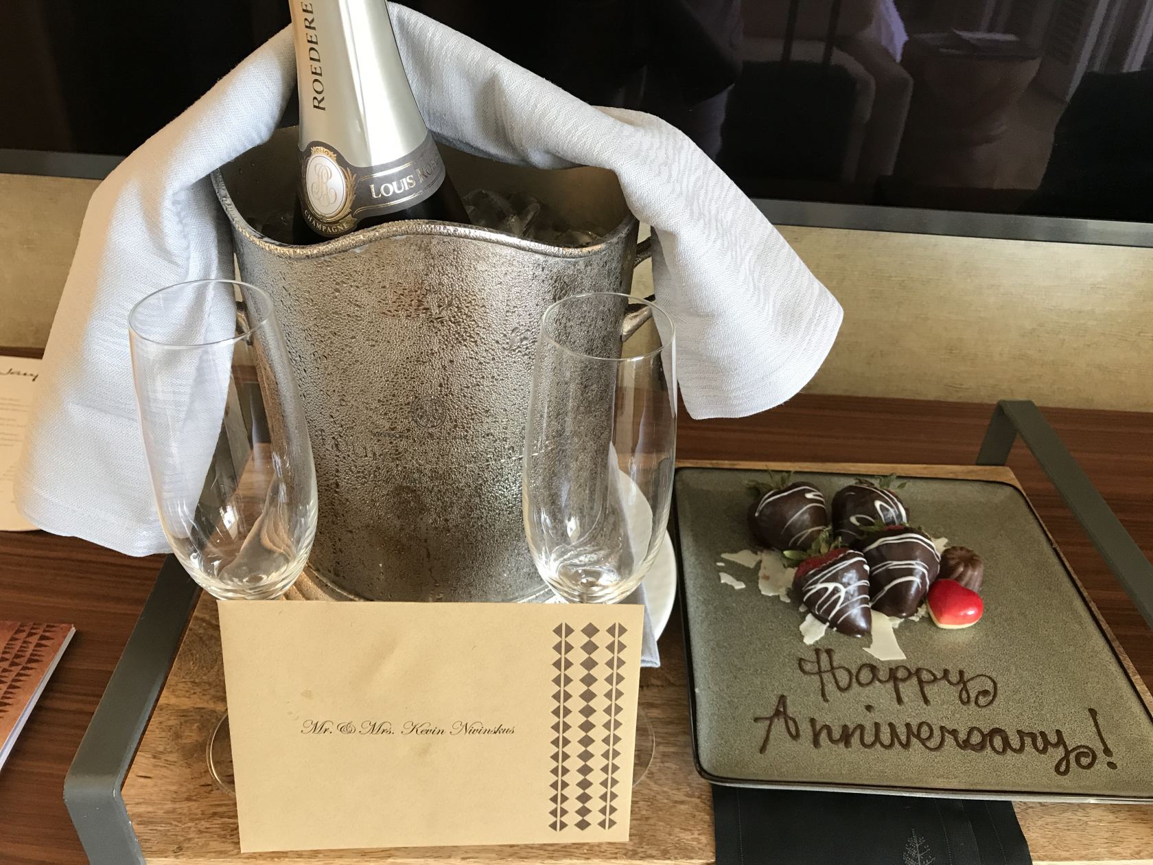 Champagne and chocolate covered strawberries