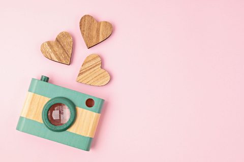 Cute camera and hearts. 