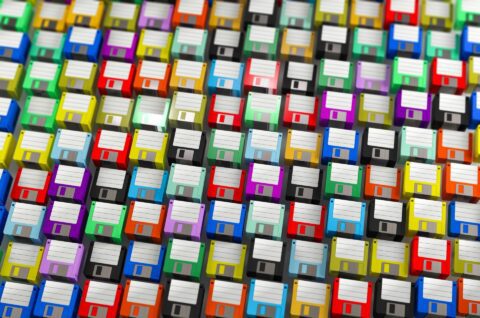 Old-fashioned floppy disks
