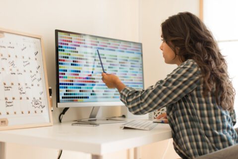 Young woman using color in marketing. 